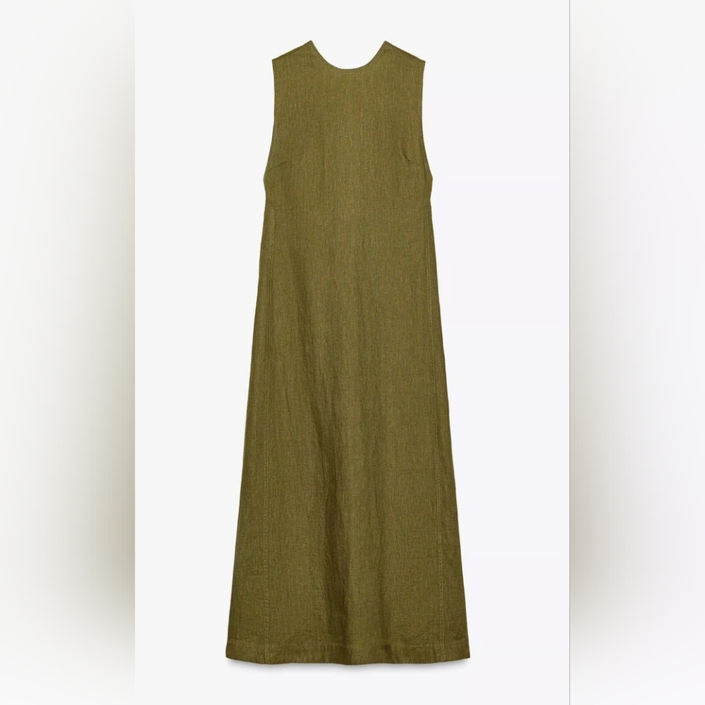 100% LINEN MIDI DRESS